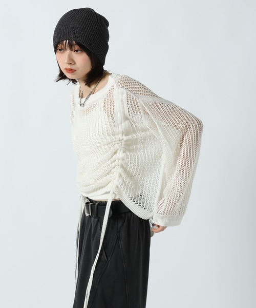 PAGEBOY(ページボーイ)の「ドロストメッシュニットプルオーバー(ニット/セーター・レディース・オフホワイト/ブラック・FREE)」の8枚目の写真