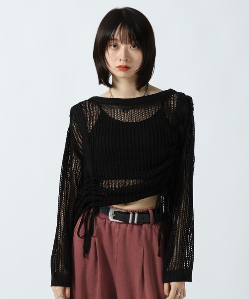 PAGEBOY(ページボーイ)の「ドロストメッシュニットプルオーバー(ニット/セーター・レディース・オフホワイト/ブラック・FREE)」の12枚目の写真