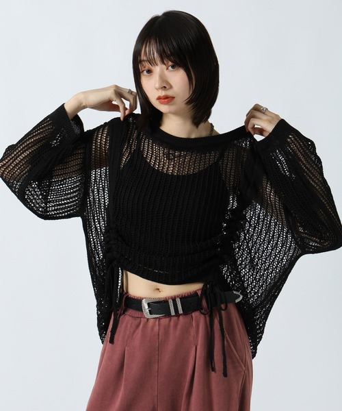PAGEBOY(ページボーイ)の「ドロストメッシュニットプルオーバー(ニット/セーター・レディース・オフホワイト/ブラック・FREE)」の13枚目の写真