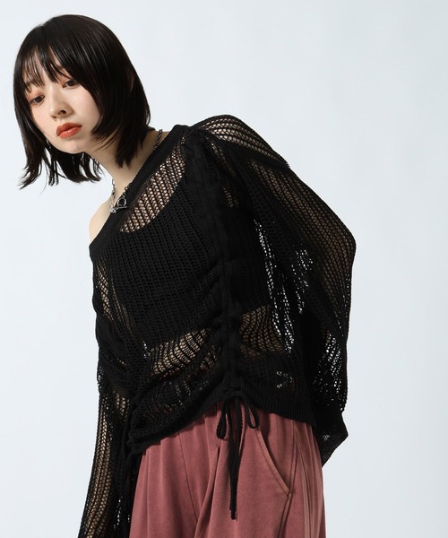 PAGEBOY(ページボーイ)の「ドロストメッシュニットプルオーバー(ニット/セーター・レディース・オフホワイト/ブラック・FREE)」の14枚目の写真