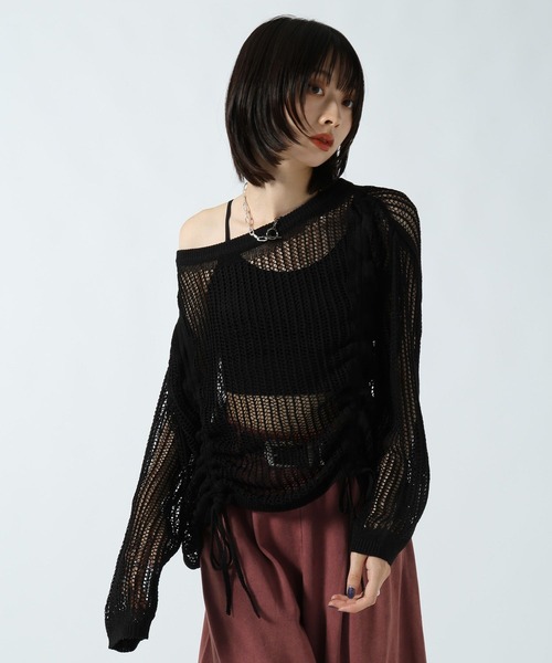 PAGEBOY(ページボーイ)の「ドロストメッシュニットプルオーバー(ニット/セーター・レディース・オフホワイト/ブラック・FREE)」の17枚目の写真