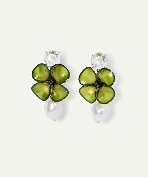 leinwande(ラインヴァンド)の「【leinwande】26AW新作 Clovers Earrings / クローバーイヤリング(イヤリング・レディース・Mustard/Kelly Green・ONE SIZE)」の2枚目の写真