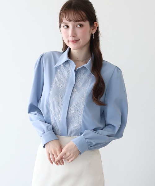 BLUEEAST(ブルーイースト)の「フロントレースブラウス(シャツ/ブラウス・レディース・オフホワイト/ブルー/ネイビー・MEDIUM)」の15枚目の写真