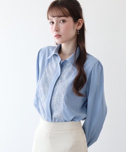 BLUEEAST(ブルーイースト)の「フロントレースブラウス(シャツ/ブラウス・レディース・オフホワイト/ブルー/ネイビー・MEDIUM)」の14枚目の写真