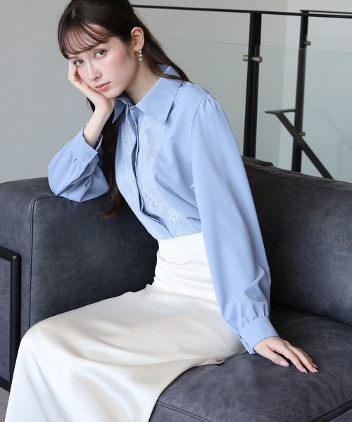 BLUEEAST(ブルーイースト)の「フロントレースブラウス(シャツ/ブラウス・レディース・オフホワイト/ブルー/ネイビー・MEDIUM)」の17枚目の写真