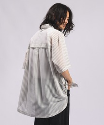 DESIGN SHEER STRIPE OVERSIZED SHIRTSデザインスカシストライプオーバーシャツ