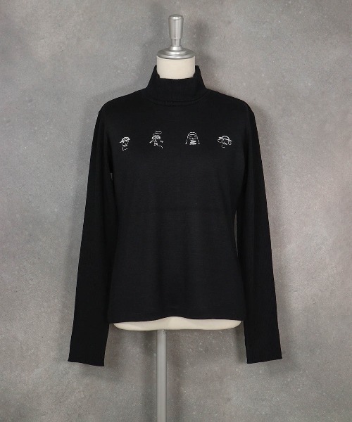 STUDIO PICONE(スタジオピッコーネ)の「ウール100%ピコ刺繍ハイネックニット(Tシャツ/カットソー・レディース・ライトブルー/ブラック/ホワイト・M/L/LL)」の12枚目の写真