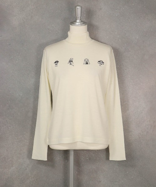 STUDIO PICONE(スタジオピッコーネ)の「ウール100%ピコ刺繍ハイネックニット(Tシャツ/カットソー・レディース・ライトブルー/ブラック/ホワイト・M/L/LL)」の16枚目の写真