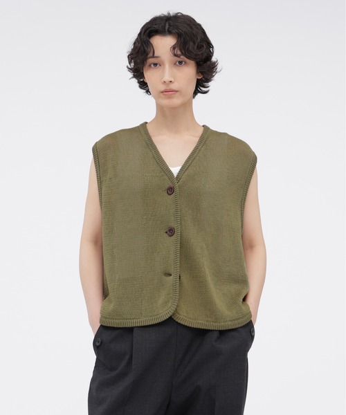 MHL.（エムエイチエル）の「COATED COTTON（カーディガン/ボレロ・レディース・グリーン/ネイビー・2）」の2枚目の写真