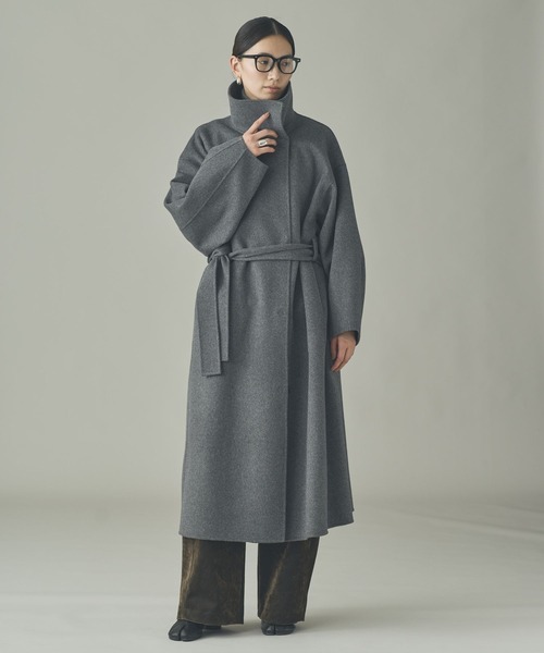 Curensology(カレンソロジー)の「Curensology(カレンソロジー)/<C.S.G>ウールカシミヤコート(ステンカラーコート・レディース・グレー/オフホワイト・FREE)」の2枚目の写真