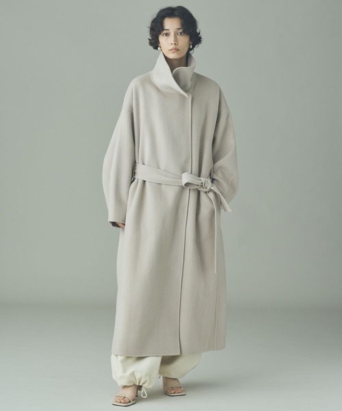 Curensology(カレンソロジー)の「Curensology(カレンソロジー)/<C.S.G>ウールカシミヤコート(ステンカラーコート・レディース・グレー/オフホワイト・FREE)」の6枚目の写真
