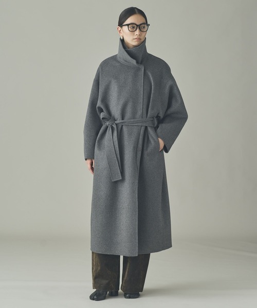 Curensology(カレンソロジー)の「Curensology(カレンソロジー)/<C.S.G>ウールカシミヤコート(ステンカラーコート・レディース・グレー/オフホワイト・FREE)」の9枚目の写真