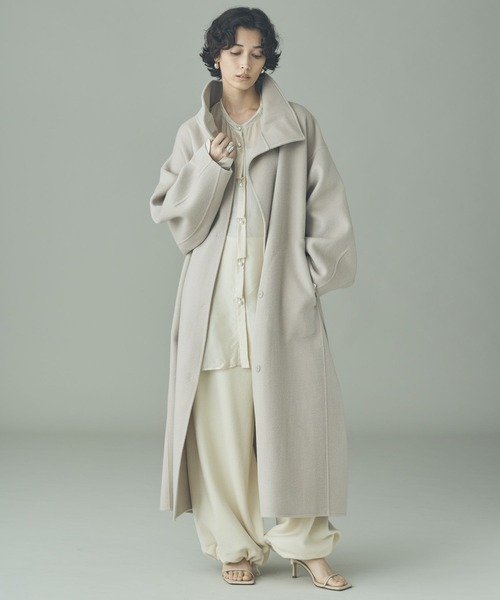 Curensology(カレンソロジー)の「Curensology(カレンソロジー)/<C.S.G>ウールカシミヤコート(ステンカラーコート・レディース・グレー/オフホワイト・FREE)」の3枚目の写真