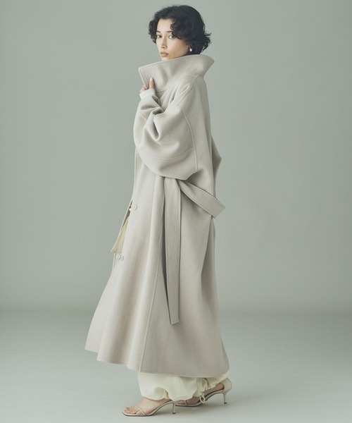 Curensology(カレンソロジー)の「Curensology(カレンソロジー)/<C.S.G>ウールカシミヤコート(ステンカラーコート・レディース・グレー/オフホワイト・FREE)」の4枚目の写真