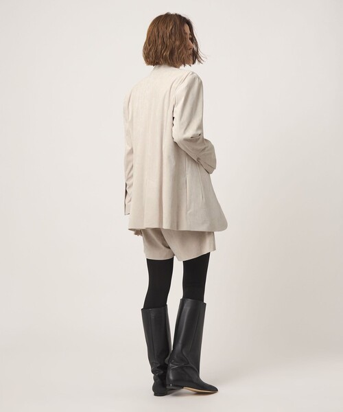 conte(コンテ)の「<conte>NVL スエードライク ノーカラージャケット(ノーカラージャケット・レディース・ブラック/オフホワイト・FREE)」の5枚目の写真