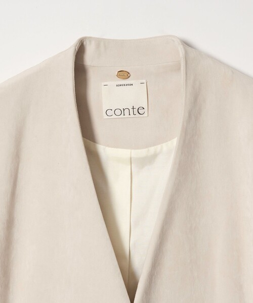conte(コンテ)の「<conte>NVL スエードライク ノーカラージャケット(ノーカラージャケット・レディース・ブラック/オフホワイト・FREE)」の8枚目の写真