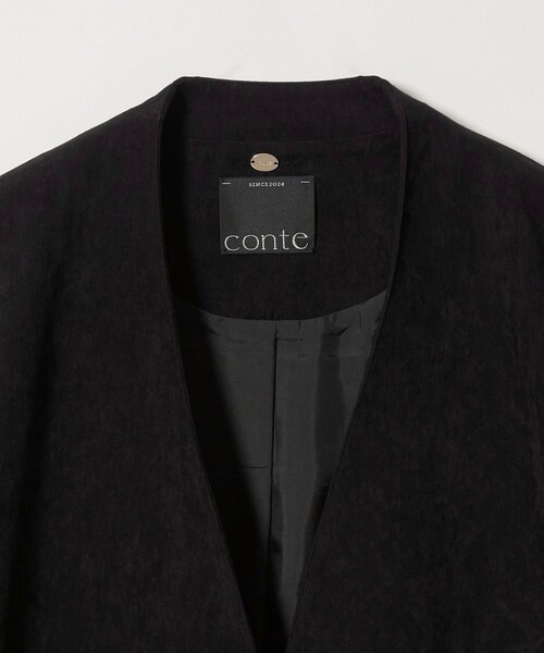 conte(コンテ)の「<conte>NVL スエードライク ノーカラージャケット(ノーカラージャケット・レディース・ブラック/オフホワイト・FREE)」の15枚目の写真
