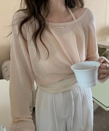 なみなみエッジ薄手ニットプルオーバー