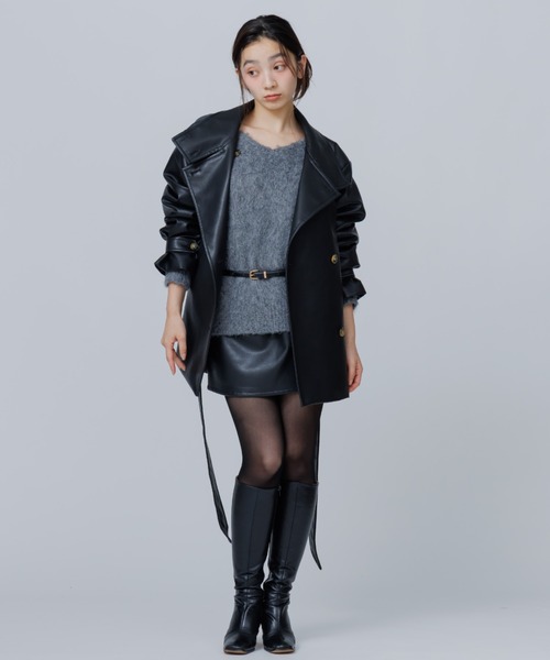 SENEE(セニー)の「tuck volume mini skirt(タックボリュームミニスカート)(スカート・レディース・ブラウン/ブラック・SMALL/MEDIUM)」の14枚目の写真