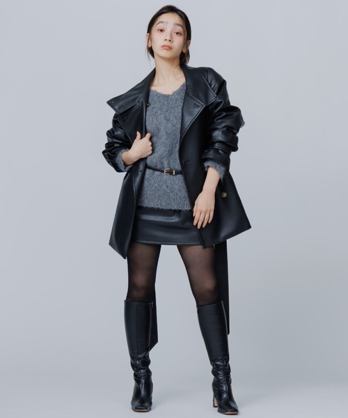 SENEE(セニー)の「tuck volume mini skirt(タックボリュームミニスカート)(スカート・レディース・ブラウン/ブラック・SMALL/MEDIUM)」の15枚目の写真