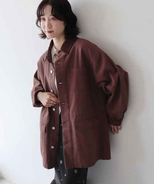 earth music&ecology（アースミュージックアンドエコロジー）の「フェイクスウェードカラーワークジャケット（カバーオール・レディース・ブラック/ブラウン/インディゴブルー・FREE）」の2枚目の写真