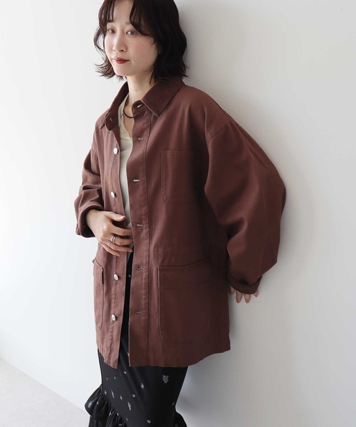 earth music&ecology（アースミュージックアンドエコロジー）の「フェイクスウェードカラーワークジャケット（カバーオール・レディース・ブラック/ブラウン/インディゴブルー・FREE）」の21枚目の写真