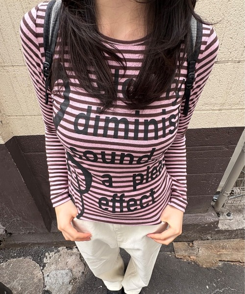 JEANASIS(ジーナシス)の「【25quee】ボーダーロゴプルオーバーLS/1069943(Tシャツ/カットソー・レディース・ピンク系その他/ブラック系その他/ブルー系その他・FREE)」の3枚目の写真