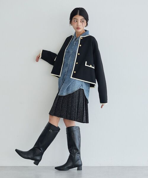 YECCA VECCA（イェッカヴェッカ）の「バイオ加工ヴィンテージデニムシャツ（シャツ/ブラウス・レディース・グレー/インディゴブルー・FREE）」の13枚目の写真