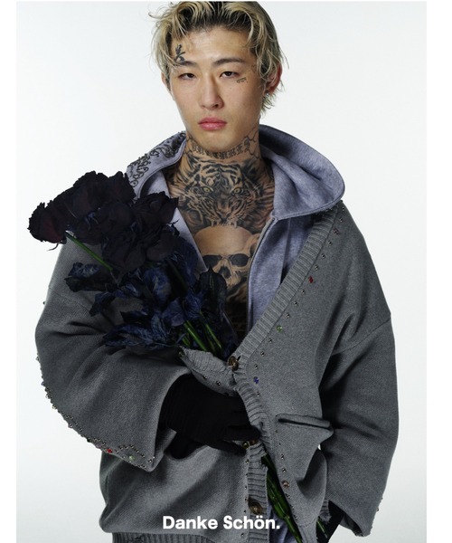 DANKE SCHON(ダンケシェーン)の「DankeSchon/ダンケシェーン/BIJOU SWEAT ZIP HOODIE(パーカー・メンズ・グレー/ブラック・L/M)」の2枚目の写真