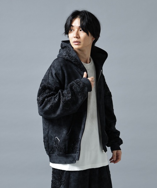 DANKE SCHON(ダンケシェーン)の「DankeSchon/ダンケシェーン/BIJOU SWEAT ZIP HOODIE(パーカー・メンズ・グレー/ブラック・L/M)」の1枚目の写真