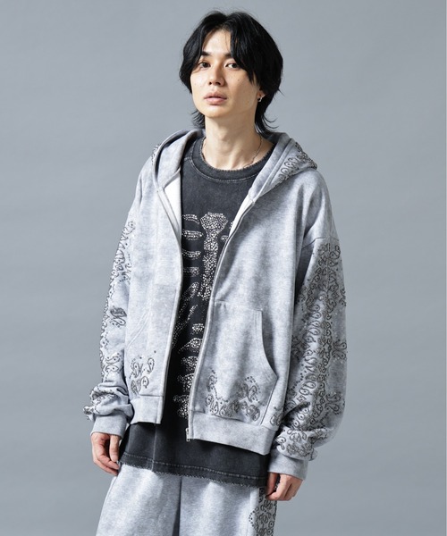 DANKE SCHON(ダンケシェーン)の「DankeSchon/ダンケシェーン/BIJOU SWEAT ZIP HOODIE(パーカー・メンズ・グレー/ブラック・L/M)」の4枚目の写真