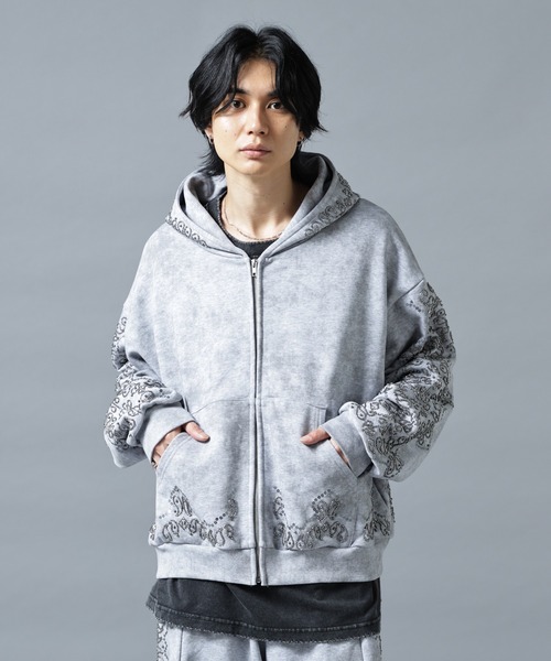 DANKE SCHON(ダンケシェーン)の「DankeSchon/ダンケシェーン/BIJOU SWEAT ZIP HOODIE(パーカー・メンズ・グレー/ブラック・L/M)」の6枚目の写真