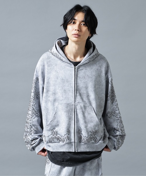 DANKE SCHON(ダンケシェーン)の「DankeSchon/ダンケシェーン/BIJOU SWEAT ZIP HOODIE(パーカー・メンズ・グレー/ブラック・L/M)」の7枚目の写真