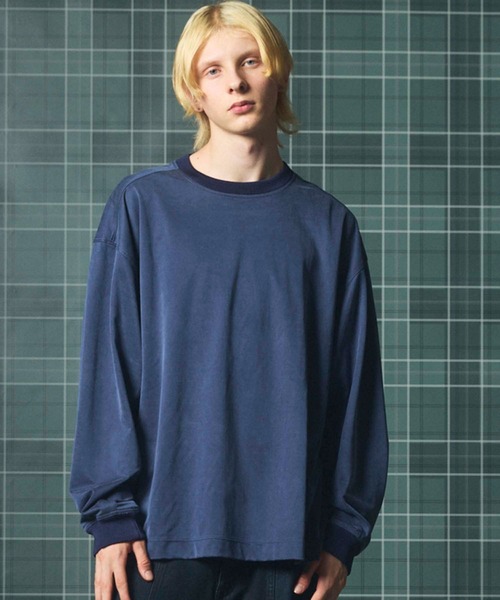 MAISON SPECIAL(メゾンスペシャル)の「《UNISEX》フィブリルキュプラプライムオーバーロングスリーブTシャツ/Fibrillated Cupro Prime-Over Long-sleeved T-shirt【MAISON SPECIAL/メゾンスペシャル】(Tシャツ/カットソー・メンズ・ブラック/ネイビー・1/2/0)」の2枚目の写真