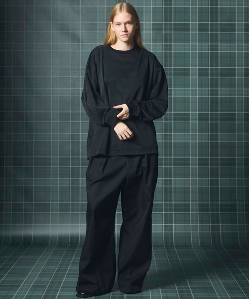 MAISON SPECIAL(メゾンスペシャル)の「《UNISEX》フィブリルキュプラプライムオーバーロングスリーブTシャツ/Fibrillated Cupro Prime-Over Long-sleeved T-shirt【MAISON SPECIAL/メゾンスペシャル】(Tシャツ/カットソー・メンズ・ブラック/ネイビー・1/2/0)」の3枚目の写真