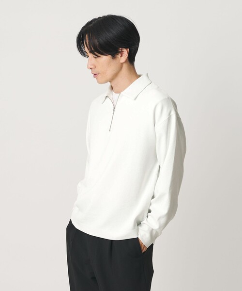 BEAUTY&YOUTH UNITED ARROWS(ビューティーアンドユースユナイテッドアローズ)の「FUSION TWILL ハーフジップ カットソー UVカット タテヨコストレッチ(Tシャツ/カットソー・メンズ・ホワイト/ダークグレー・L/M/S/XL)」の1枚目の写真