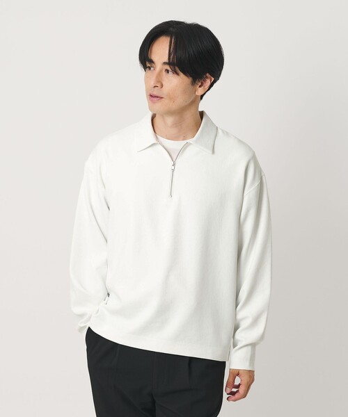 BEAUTY&YOUTH UNITED ARROWS(ビューティーアンドユースユナイテッドアローズ)の「FUSION TWILL ハーフジップ カットソー UVカット タテヨコストレッチ(Tシャツ/カットソー・メンズ・ホワイト/ダークグレー・L/M/S/XL)」の4枚目の写真