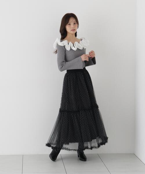 PROPORTION BODY DRESSING（プロポーションボディドレッシング）の「＜Ｅ＞フリルチュールスカート / 1216220005（スカート・レディース・ブラック系その他/ホワイト系その他・MEDIUM/P/S）」の15枚目の写真