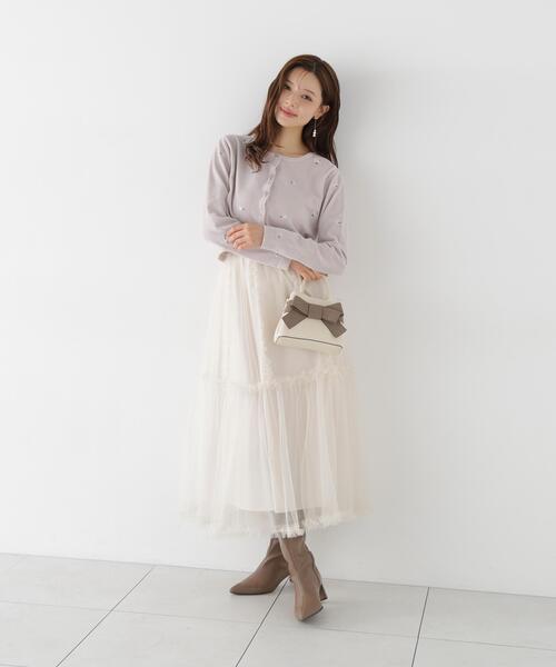 PROPORTION BODY DRESSING（プロポーションボディドレッシング）の「＜Ｅ＞フリルチュールスカート / 1216220005（スカート・レディース・ブラック系その他/ホワイト系その他・MEDIUM/P/S）」の3枚目の写真