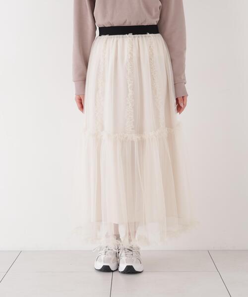 PROPORTION BODY DRESSING（プロポーションボディドレッシング）の「＜Ｅ＞フリルチュールスカート / 1216220005（スカート・レディース・ブラック系その他/ホワイト系その他・MEDIUM/P/S）」の5枚目の写真