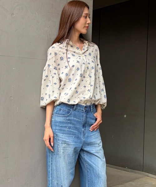 LE CIEL BLEU(ルシェルブルー)の「フローラルダブルボタンブラウス / Floral Double Button Blouse(シャツ/ブラウス・レディース・ブラック/ホワイト・36)」の4枚目の写真