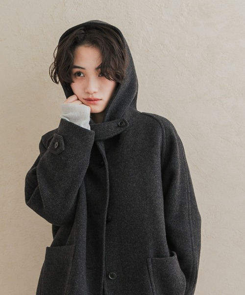 URBAN RESEARCH DOORS(アーバンリサーチドアーズ)の「エアリーウールフードコート(その他アウター・レディース・グレー系その他/ブラウン系その他/ベージュ系その他・FREE)」の4枚目の写真