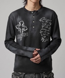A'GEM/9 × .kom 『A'gem/エージェム』GRAFFITI HENLEY WAFFLE LONG SLEEVE TEE / グラフィティヘンリーワッフル長袖Tシャツ