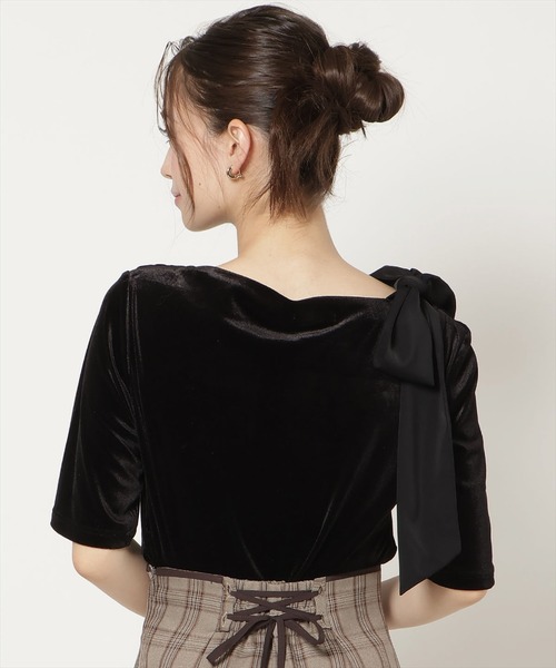 WILLSELECTION(ウィルセレクション)の「ショルダーリボンベロアトップス(Tシャツ/カットソー・レディース・ブラック/ピンク/モカ・FREE)」の17枚目の写真