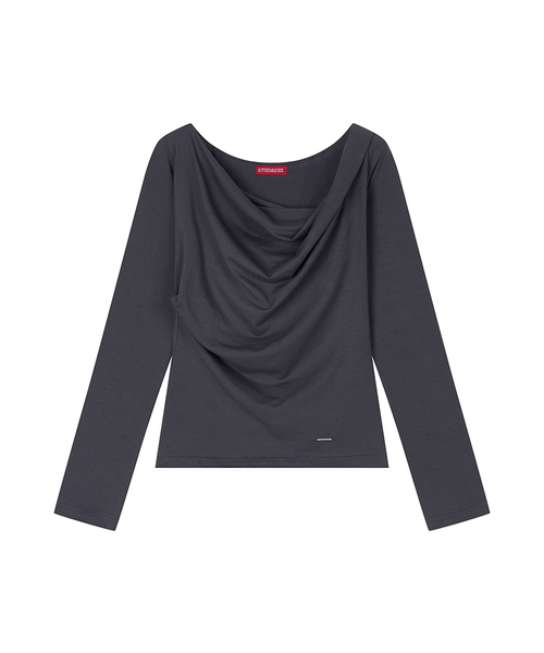 KITSCH&KISS(キッチアンドキス)の「ドレープロングスリーブ (26FTP-LSTS06)(Tシャツ/カットソー・レディース・チャコールグレー/ブラック/アイボリー・FREE)」の3枚目の写真