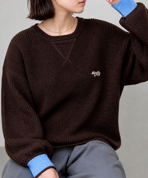 狐狸標誌刺繡華夫格針織套頭衫