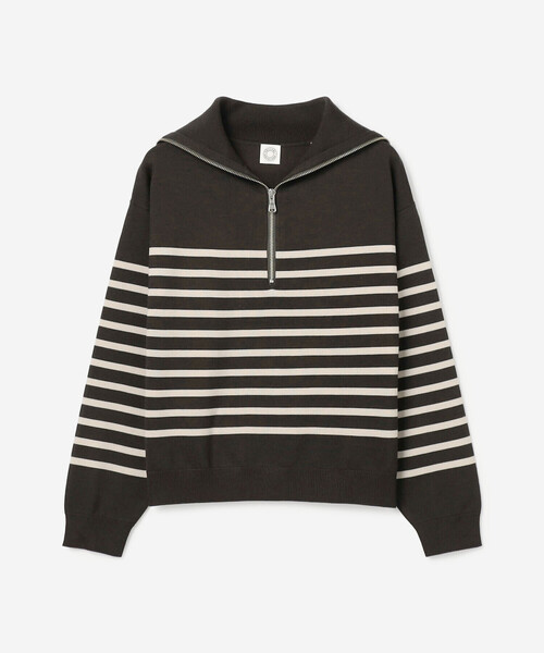ORCIVAL(オーシバル)の「ORCIVAL | プレーティング ストライプセーラ―カラープルオーバー WOMEN(ニット/セーター・レディース・グリーン系その他/ホワイト系その他5・1)」の2枚目の写真
