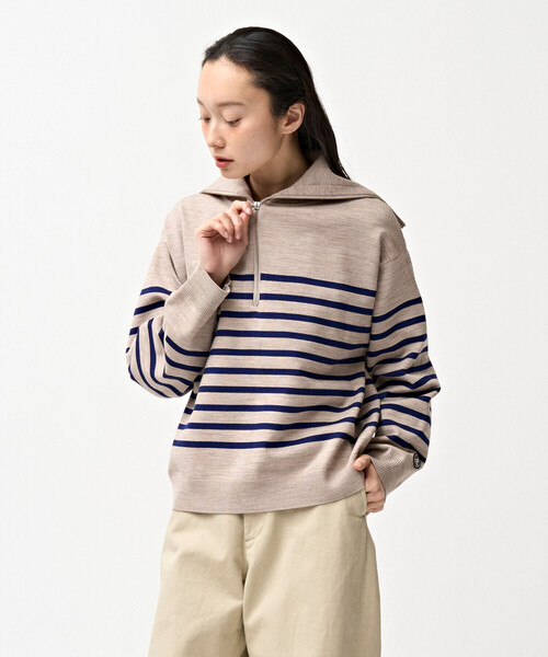 ORCIVAL(オーシバル)の「ORCIVAL | プレーティング ストライプセーラ―カラープルオーバー WOMEN(ニット/セーター・レディース・グリーン系その他/ホワイト系その他5・1)」の15枚目の写真