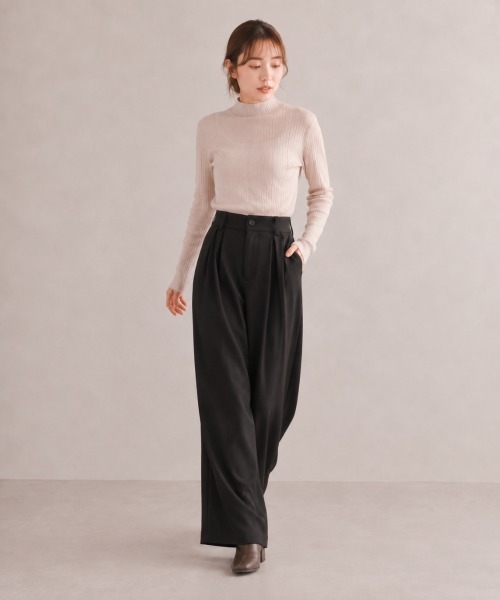 center i(センターアイ)の「ハイウエスト タックワイドスラックス(その他パンツ・レディース・ブラック/ブラウン・S/M)」の8枚目の写真