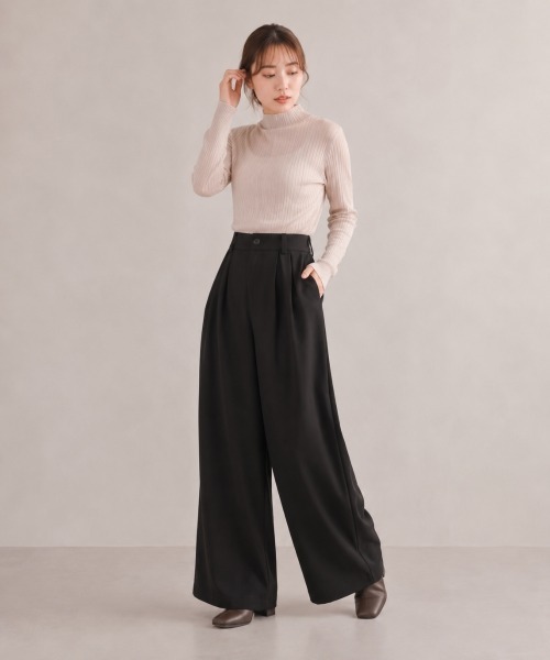 center i(センターアイ)の「ハイウエスト タックワイドスラックス(その他パンツ・レディース・ブラック/ブラウン・S/M)」の9枚目の写真